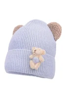Czapki dla dzieci - Dziecięca czapka na zimę ENES z uszkami misia niebieski - miniaturka - grafika 1