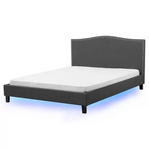 Beliani Łóżko szare tapicerowane LED kolorowy 160 x 200 cm MONTPELLIER - Łóżka - miniaturka - grafika 1