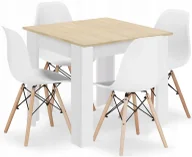 Stoły z krzesłami - Biały stół z blatem dąb sonoma z białymi krzesłami 4 szt H3-L67 - miniaturka - grafika 1