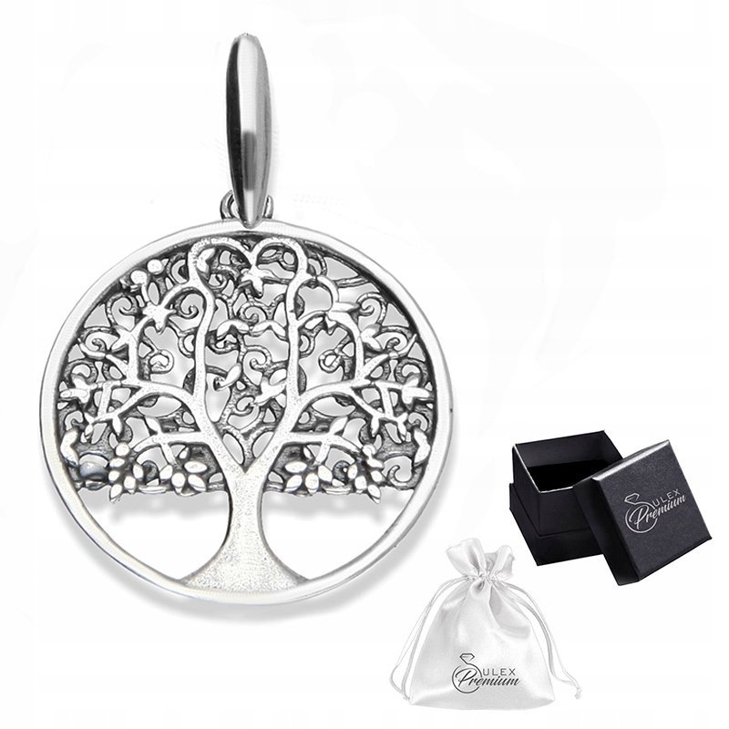 Zawieszka srebrna pr. 925 Wisiorek Oksydowany Drzewo Życia Szczęścia