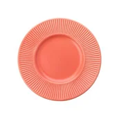 Talerze - Talerz deserowy Prążki 22 cm koralowy - miniaturka - grafika 1