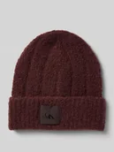 Czapki damskie - Czapka beanie z efektem bouclé i naszywką z logo - miniaturka - grafika 1