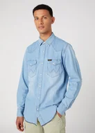Koszule męskie - Wrangler Heritage Shirt Męska Koszula Jeansowa Jeans Sun Fade W5D1Em180-S - miniaturka - grafika 1
