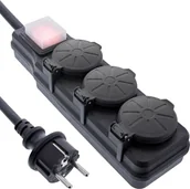 Kable - InLine® Outdoor-Steckdosenleiste, 3-fach Schutzkontakt, IP44, mit Schalter, 5m - miniaturka - grafika 1