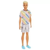 Mattel Lalka Barbie Fashionistas Ken T-shirt kolorowa kratka GXP-783779 - Lalki dla dziewczynek - miniaturka - grafika 2