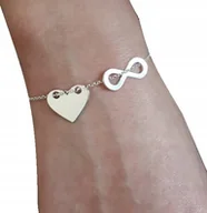 Bransoletki - Srebrna bransoletka serce nieskończoność GRAWER925 - miniaturka - grafika 1