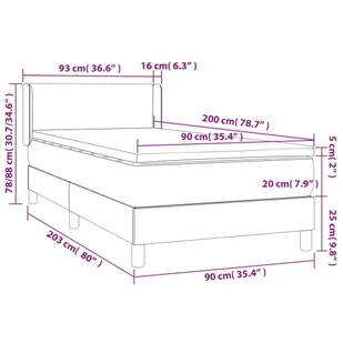 Łóżko kontynentalne z materacem, czarne, tkanina, 90x200 cm Lumarko - Łóżka - miniaturka - grafika 8