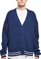 Swetry męskie - Urban Classics Sporty Boxy Cardigan, modny męski kardigan z dzianiny o kroju oversize, dostępny w wielu kolorach, rozmiarach S-5XL, kosmiczny b??kit, XL - miniaturka - grafika 1
