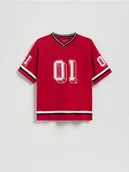 Koszulki dla chłopców - Reserved - T-shirt z nadrukiem - bordowy - miniaturka - grafika 1