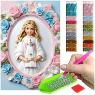 Zabawki kreatywne - Haft Diamentowy ARTULIO, Obraz DIY 5D, Diamond Painting, Mozaika diamentowa 40x60cm ( MAŁA DZIEWCZYNKA W ALBIE) + zestaw akcesoriów - miniaturka - grafika 1