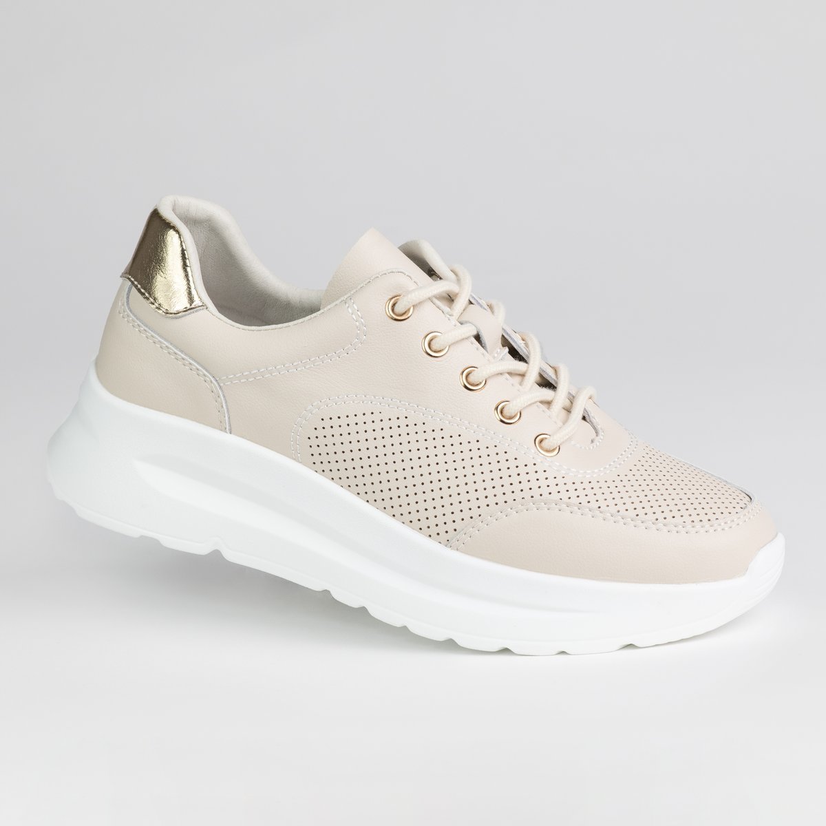 Półbuty damskie skóra naturalna GOODIN GD-XF-187 ażurek beż 36