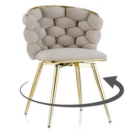Krzesła - Krzesło obrotowe DC-3039 beż welur #7 złote nogi - miniaturka - grafika 1