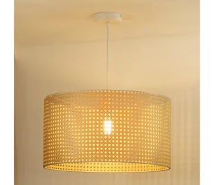 Duolla - Żyrandol na lince ROLLER RATTAN 1xE27/15W/230V śr. 45 cm beżowy - Lampy sufitowe - miniaturka - grafika 1