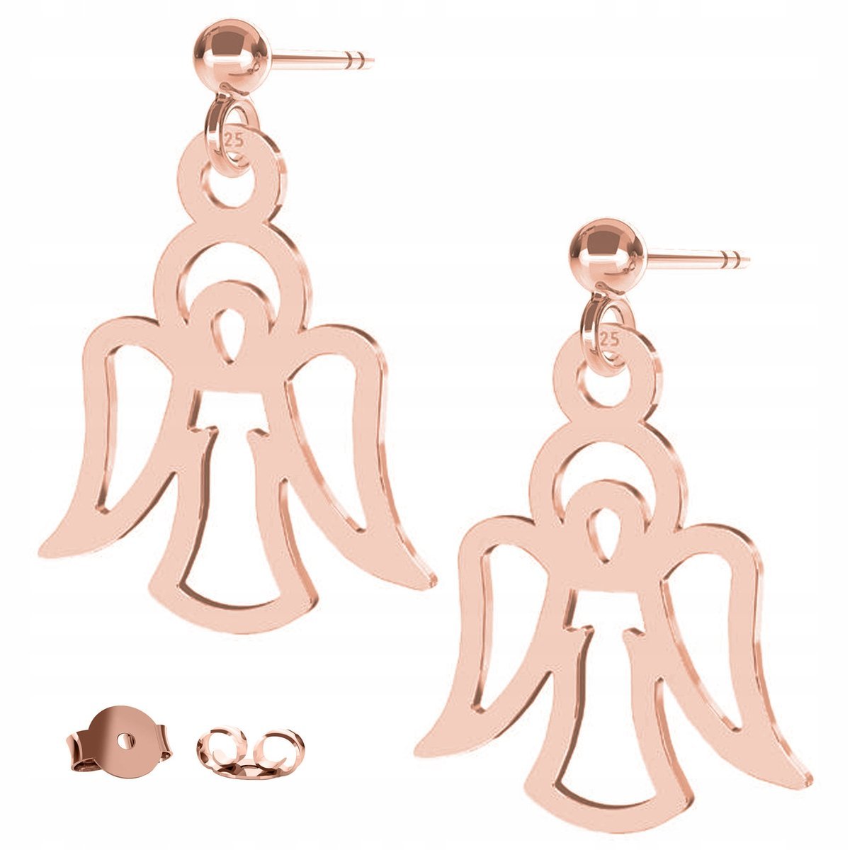 Kolczyki Anioł Aniołek różowe złoto 925