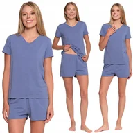 Piżamy damskie - PIŻAMA DAMSKA Z KRÓTKIM RĘKAWEM I SPODENKAMI BAWEŁNIANA MORAJ L BLUE - miniaturka - grafika 1