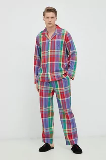 Piżamy męskie - Polo Ralph Lauren piżama bawełniana kolor czerwony wzorzysta - grafika 1