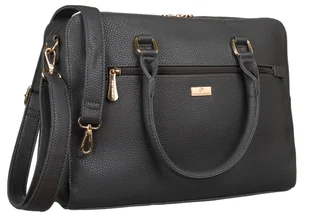 PETERSON Duża elegancka torebka damska ze skóry ekologicznej szara shopper bag do ręki lub na ramię funkcjonalna mieści a4 kieszonki odpinany pasek - Torebki damskie - miniaturka - grafika 1