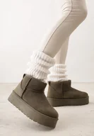 Śniegowce damskie - Zielone Krótkie Śniegowce na Grubej Podeszwie Aranwen - miniaturka - grafika 1