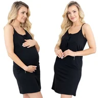 Piżamy ciążowe - Formommy Koszula Nocna Ciązowa Na Ramiączkach Basic Czarna L - miniaturka - grafika 1