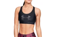 Biustonosze - Under Armour Mid Keyhole Graphic Bra 1344333-001, Kobieta, Biustonosz, Czarny - miniaturka - grafika 1