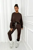 Spodnie sportowe damskie - Dres damski Komplet bluza + spodnie typu masełko CZEKOLADA XS/S - miniaturka - grafika 1