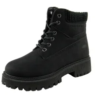 Botki damskie - Trapery damskie CROSS JEANS ocieplane czarne - miniaturka - grafika 1