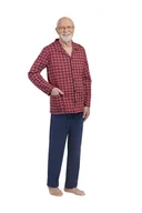 Piżamy damskie - Piżama męska 4XL długi rękaw długie spodnie rozpinana taty dziadka bordo - miniaturka - grafika 1