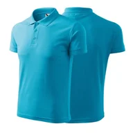 Moda i Uroda OUTLET - Koszulka turkusowa polo z logo na sercu i plecach męska z nadrukiem logo firmy 200g 203 kolor 44 koszulka polo - miniaturka - grafika 1