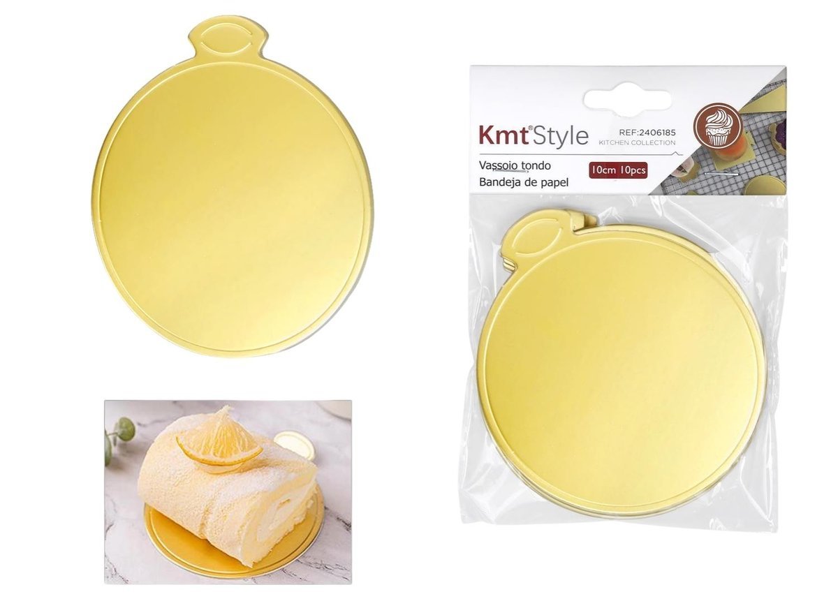 Złote podkładki pod tort okrągłe 10 cm 10 szt