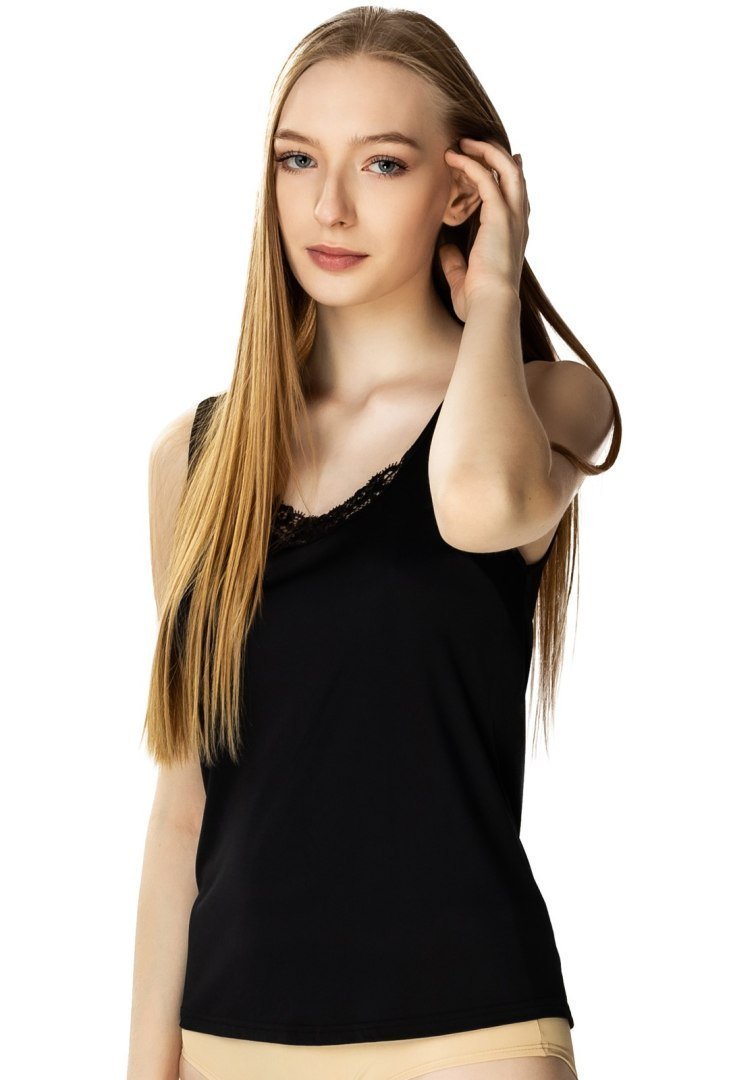 Elegancka koszulka damska Karina podkoszulek : Kolor - Czarny, Rozmiar - 52