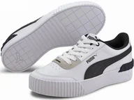 Trampki damskie - Buty damskie trampki Puma Carina Lift 37 Białe Czarne Sneakersy Skórzane - miniaturka - grafika 1