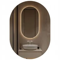 Lustra - Lustro led podświetlane ścienne 90x50 cm owalne do garderoby łazienki - miniaturka - grafika 1