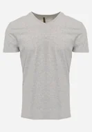 Koszulki męskie - Jasnoszara Koszulka T-shirt z Bawełny z Dekoltem w Serek Rionisse - miniaturka - grafika 1