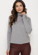 Swetry damskie - Szary Klasyczny Golf z Wełną i Kaszmirem Alessiana - miniaturka - grafika 1