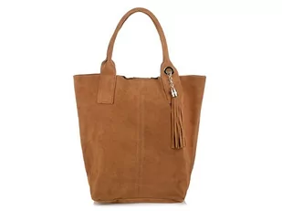 Vera Pelle, Torba shopper damska, brązowa, T49 - Torebki damskie - miniaturka - grafika 1