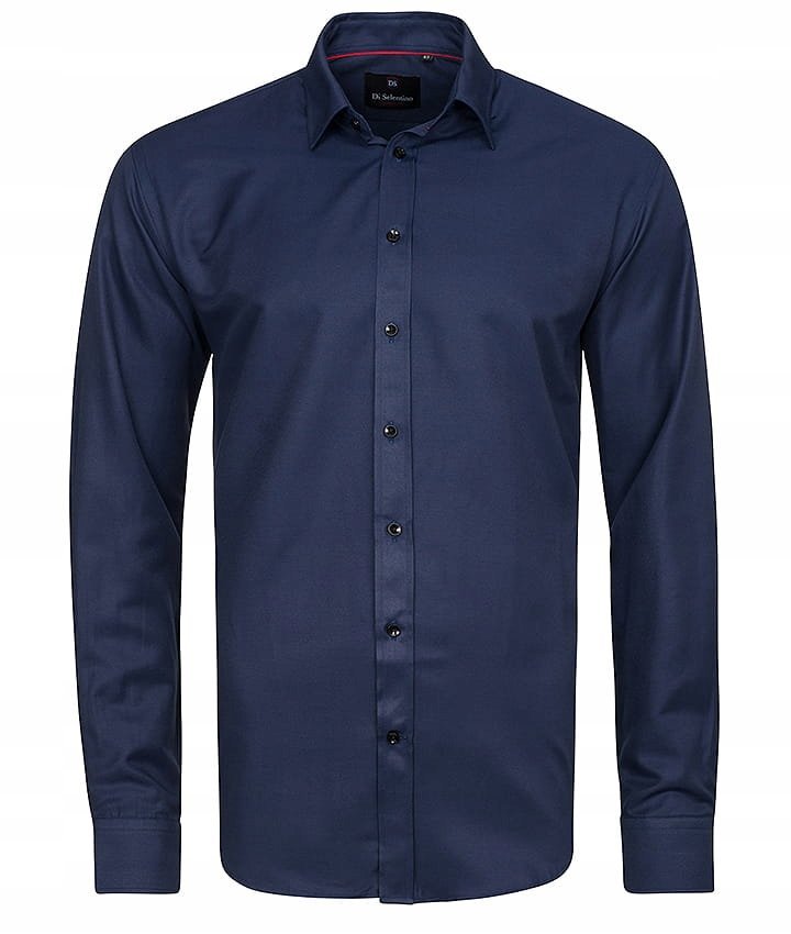 KOSZULA MĘSKA DI SELENTINO GRANATOWA GŁADKA CLASSIC FIT - Shirt: 38