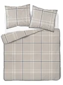 Pościel - Pościel perkal z bizą 160x200 5240b beżowa kratka - miniaturka - grafika 1