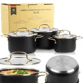 Zestawy garnków i patelni - ZESTAW GARNKÓW Z POKRYWKAMI DO GOTOWANIA CZARNE 3SZT ELITE STAL NIERDZEWNA - miniaturka - grafika 1