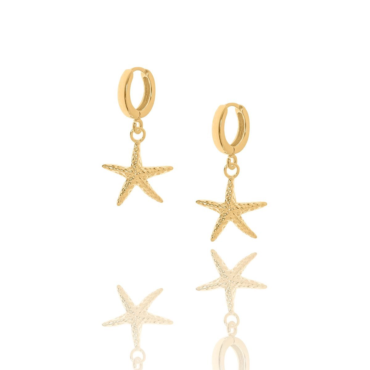 Kolczyki srebrne pozłacane z rozgwiazdami