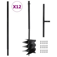 Grabie i motyki - vidaXL Świder glebowy z uchwytem 250 mm przedłużany 12 m stal 3059408 - miniaturka - grafika 1