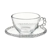 Filiżanki - Szklana filiżanka do herbaty 200 ml ze spodkiem CARSO - miniaturka - grafika 1