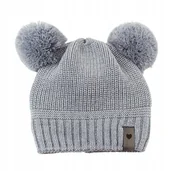 Czapki dla dzieci - Czapka dziecięca rozm. 38-42 Szary Wełna merino 100% - miniaturka - grafika 1