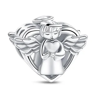 Zawieszka SREBRO 925 Charms koralik do PANDORA Anioł Serce - Wisiorki - miniaturka - grafika 1