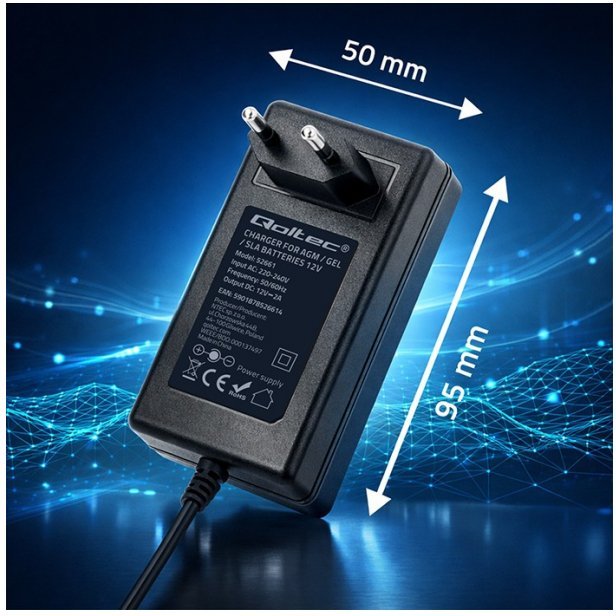 Ładowarka Qoltec Ładowarka do akumulatora Qoltec 12V 2A 24W