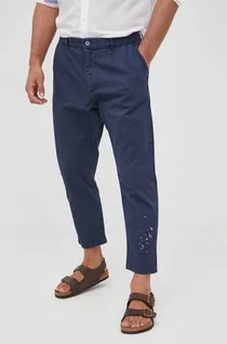Spodnie męskie - Desigual spodnie męskie kolor granatowy proste - grafika 1