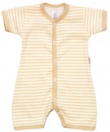 Pajacyki dla niemowląt - PAJAC KRÓTKI rękaw rampers PASKI BEŻ OWE 74 KLEKLE - miniaturka - grafika 1