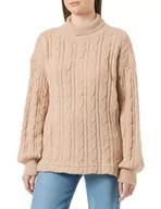 Swetry damskie - Aleva Damski sweter z golfem Twist modny sweter akrylowy beżowy rozmiar XS/S, beżowy, XS - miniaturka - grafika 1