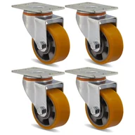 Meble modułowe i akcesoria - 4x1HALPU75K2 Koło fi 75 wózek komplet 4 szt. aluminium poliuretan - miniaturka - grafika 1