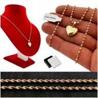 Łańcuszki - ZŁOTY DAMSKI NASZYJNIK SERCE PEŁNE / ŁAŃCUSZEK Z ZAWIESZKĄ + DEDYKACJA 18K - miniaturka - grafika 1