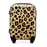 Walizki - Walizka kabinowa z ABS-u z nadrukiem beżowo-brązowa - miniaturka - grafika 1